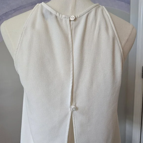 American Apparel | Small | White Crepe Open Back High Neck Sleeveless Tank - Picture 5 of 6